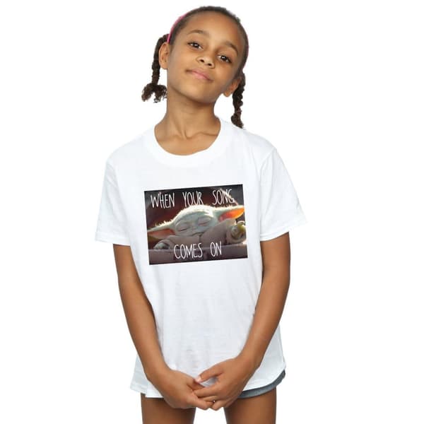Star Wars Girls The Mandalorian The Child Song Meme Cotton T-Shirt