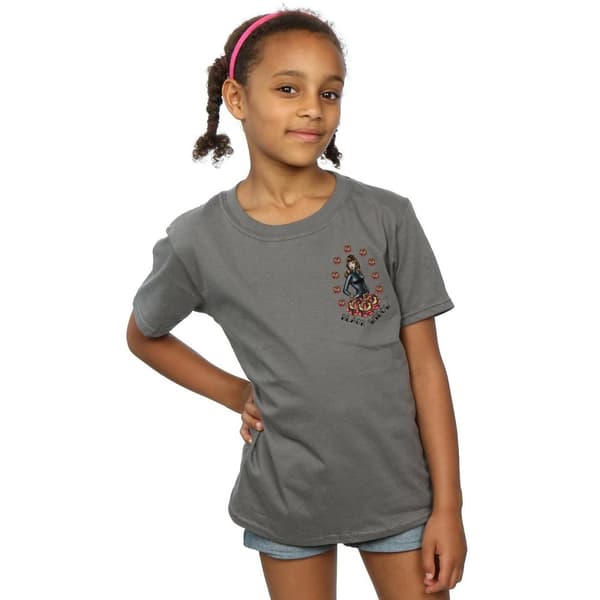 Marvel Girls Black Widow Tattoo Breast Print Cotton T-Shirt