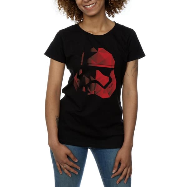 Star Wars Womens/Ladies The Last Jedi Stormtrooper Red Cubist Helmet Cotton T-Shirt