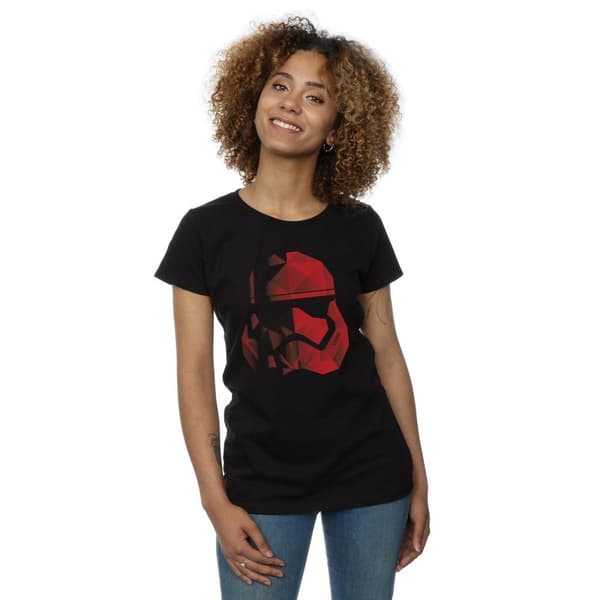 Star Wars Womens/Ladies The Last Jedi Stormtrooper Red Cubist Helmet Cotton T-Shirt