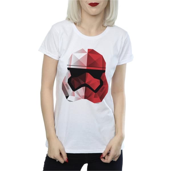 Star Wars Womens/Ladies The Last Jedi Stormtrooper Red Cubist Helmet Cotton T-Shirt