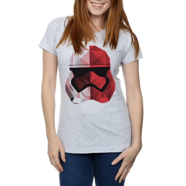 Star Wars Womens/Ladies The Last Jedi Stormtrooper Red Cubist Helmet Cotton T-Shirt