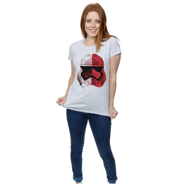 Star Wars Womens/Ladies The Last Jedi Stormtrooper Red Cubist Helmet Cotton T-Shirt
