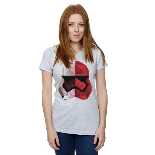 Star Wars Womens/Ladies The Last Jedi Stormtrooper Red Cubist Helmet Cotton T-Shirt