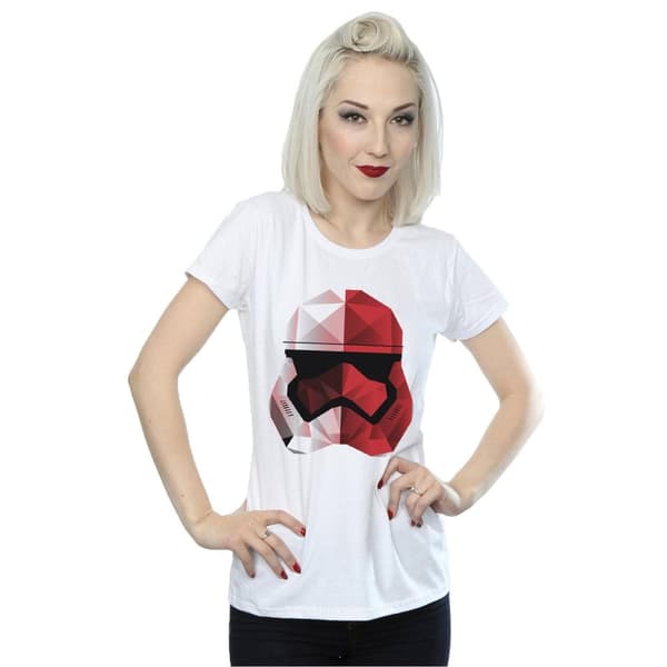 Star Wars Womens/Ladies The Last Jedi Stormtrooper Red Cubist Helmet Cotton T-Shirt