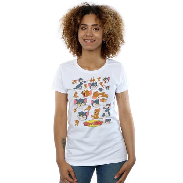 Tom And Jerry Dam/dam - T-shirt i bomull med många ansikten