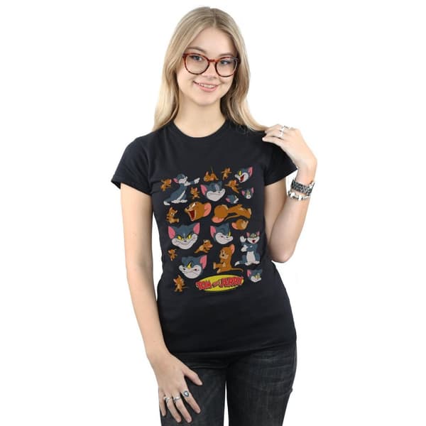 Tom And Jerry Dam/dam - T-shirt i bomull med många ansikten