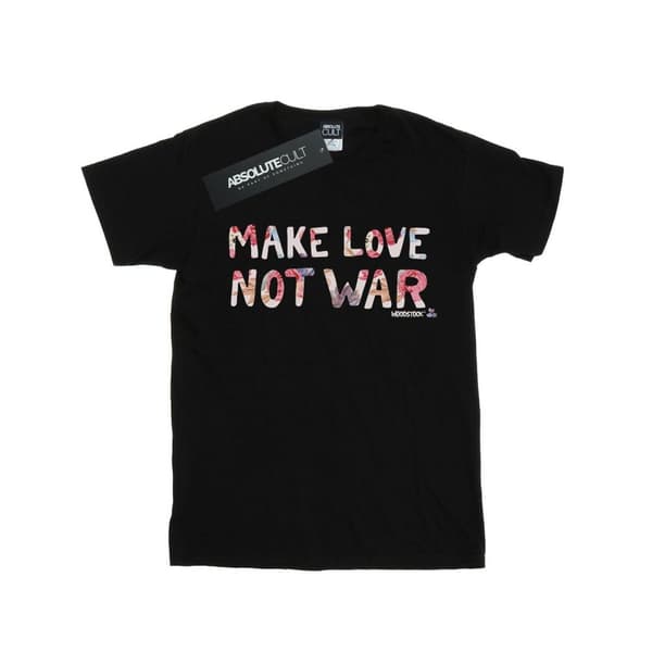 Woodstock Womens/Ladies Make Love Not War Floral Cotton Boyfriend T-Shirt
