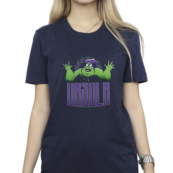 Disney Dam/Tjej Villains Ursula Grön Bomull Boyfriend T-shirt