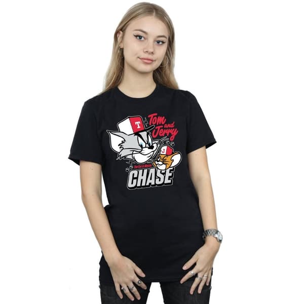 Tom And Jerry Womens/Ladies Cat & Mouse Chase Cotton Boyfriend T-Shirt