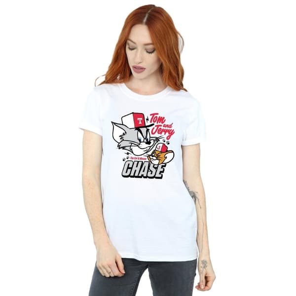 Tom And Jerry Womens/Ladies Cat & Mouse Chase Cotton Boyfriend T-Shirt