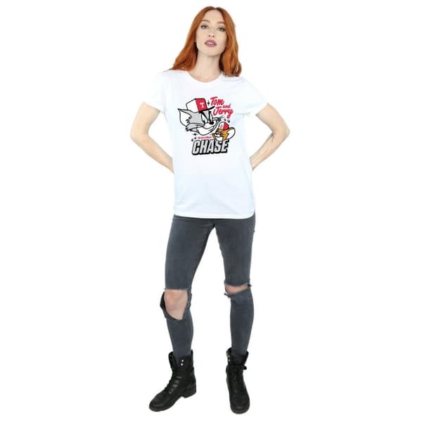 Tom And Jerry Womens/Ladies Cat & Mouse Chase Cotton Boyfriend T-Shirt