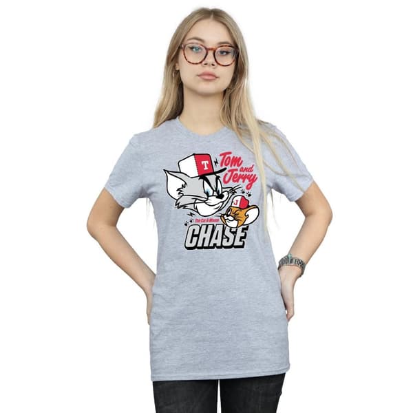 Tom And Jerry Womens/Ladies Cat & Mouse Chase Cotton Boyfriend T-Shirt
