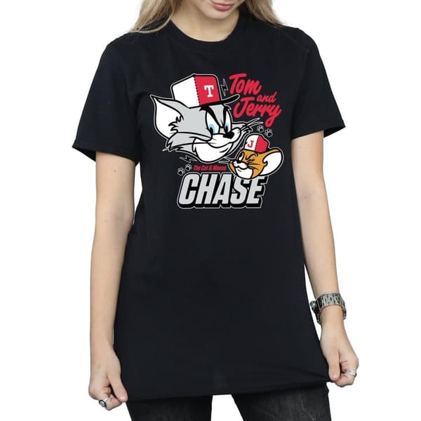 Tom And Jerry Womens/Ladies Cat & Mouse Chase Cotton Boyfriend T-Shirt
