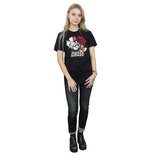 Tom And Jerry Womens/Ladies Cat & Mouse Chase Cotton Boyfriend T-Shirt