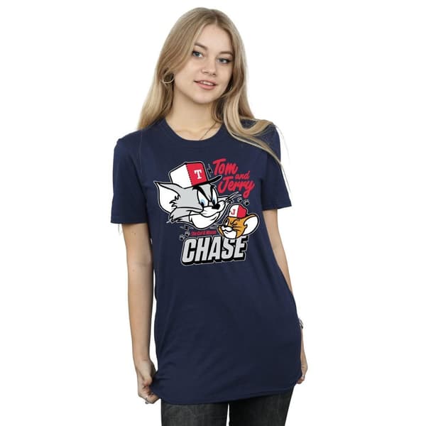 Tom And Jerry Womens/Ladies Cat & Mouse Chase Cotton Boyfriend T-Shirt