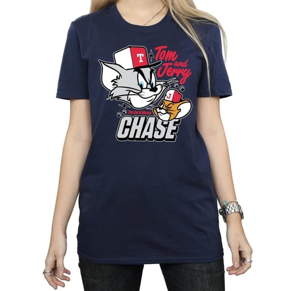 Tom And Jerry Womens/Ladies Cat & Mouse Chase Cotton Boyfriend T-Shirt