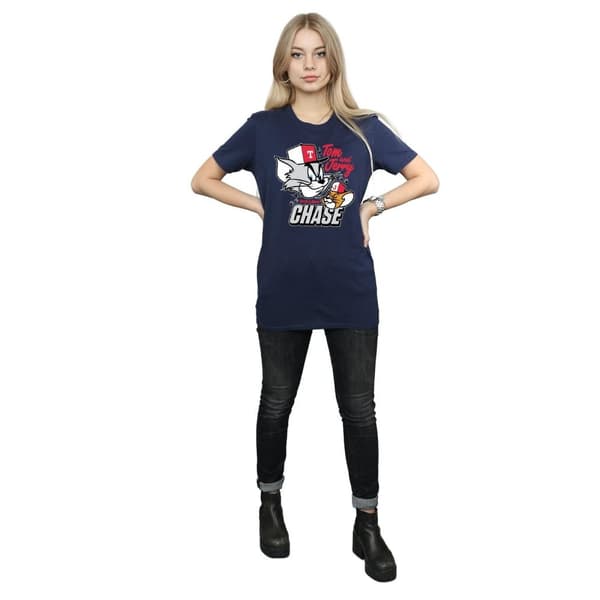 Tom And Jerry Womens/Ladies Cat & Mouse Chase Cotton Boyfriend T-Shirt