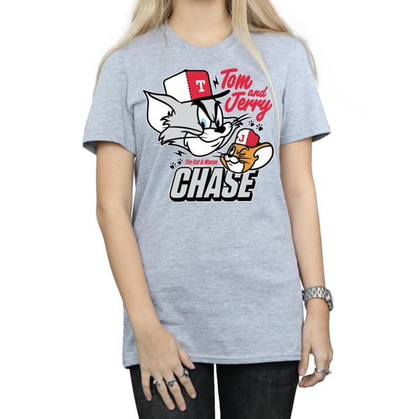 Tom And Jerry Womens/Ladies Cat & Mouse Chase Cotton Boyfriend T-Shirt
