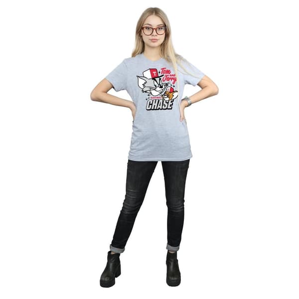 Tom And Jerry Womens/Ladies Cat & Mouse Chase Cotton Boyfriend T-Shirt