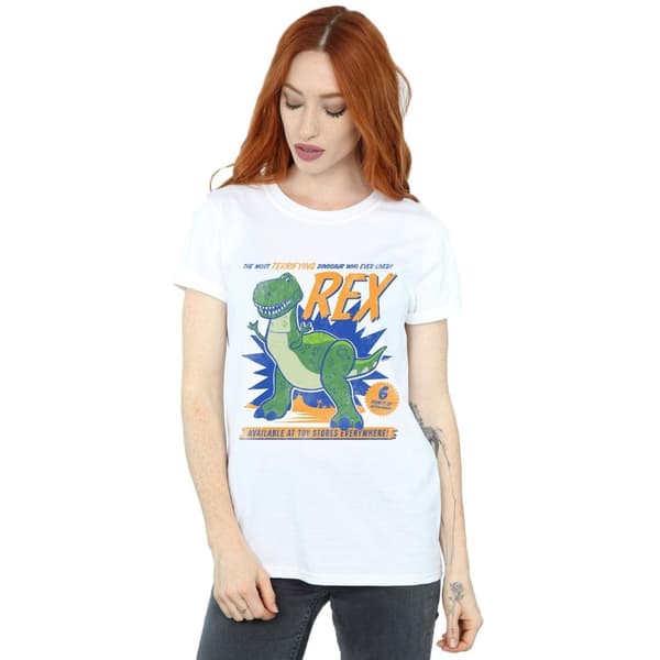 Disney Dam/Tjej Toy Story 4 Rex Skräckinjagande Dinosaurie Bomull Boyfriend T-shirt