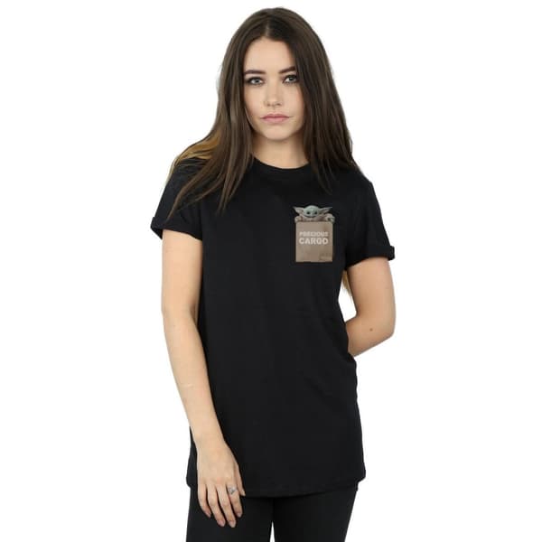 Star Wars Womens/Ladies The Mandalorian Precious Cargo Faux Pocket Cotton Boyfriend T-Shirt