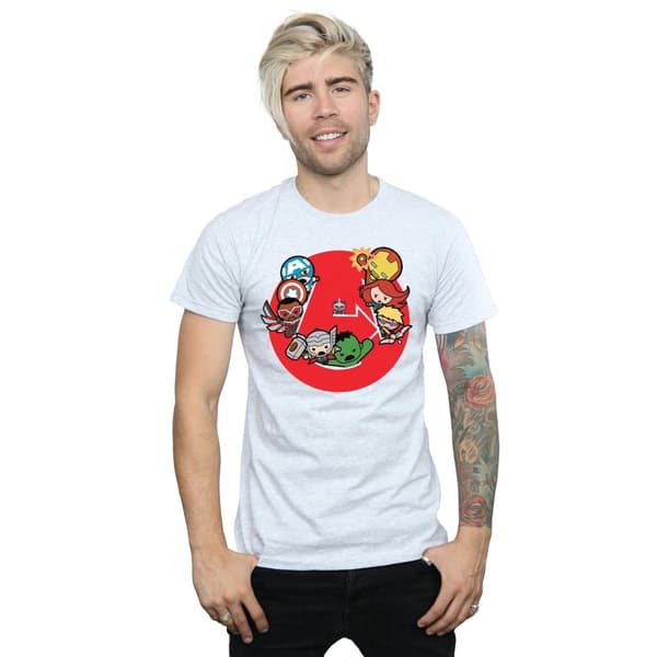 Marvel Mens Kawaii Avengers Ready Steady War T-shirt