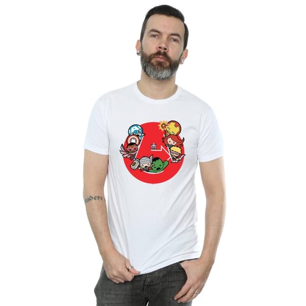 Marvel Mens Kawaii Avengers Ready Steady War T-shirt