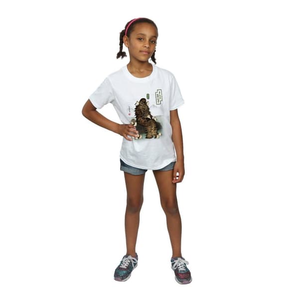 Star Wars Girls The Last Jedi Japanese Chewbacca Porgs Cotton T-Shirt