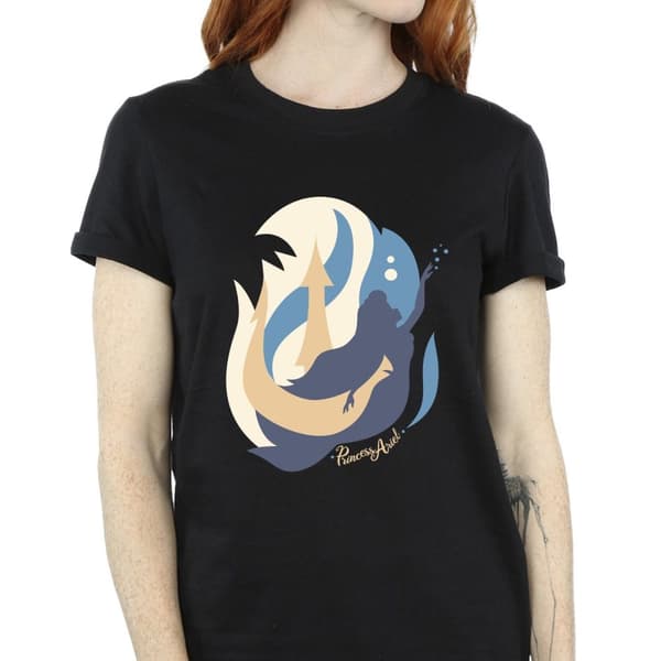 Disney Dam/Tjej Den lilla sjöjungfrun Colour Silhouettes Boyfriend T-shirt i bomull