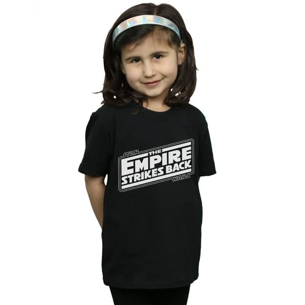 Star Wars T-shirt i bomull med Imperiet slår tillbaka-logotyp för flickor