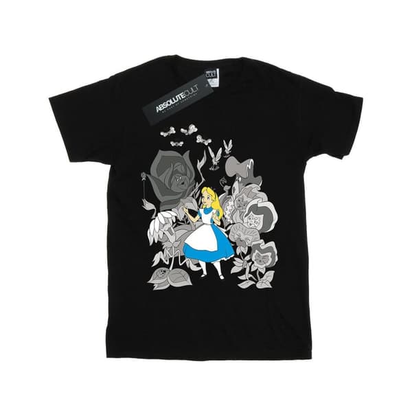 Disney T-shirt i bomull med blommor från Alice i underlandet Black 7-8 Years