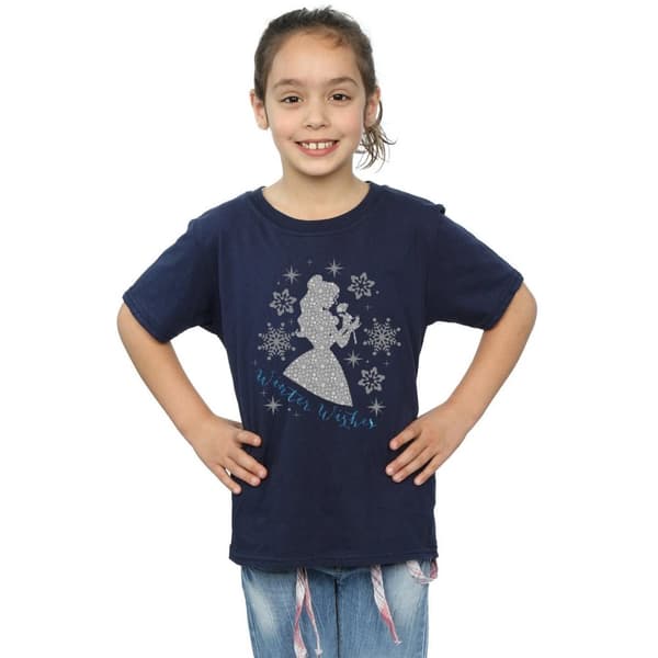 Disney Princess Girls Belle Winter Silhouette Cotton T-Shirt