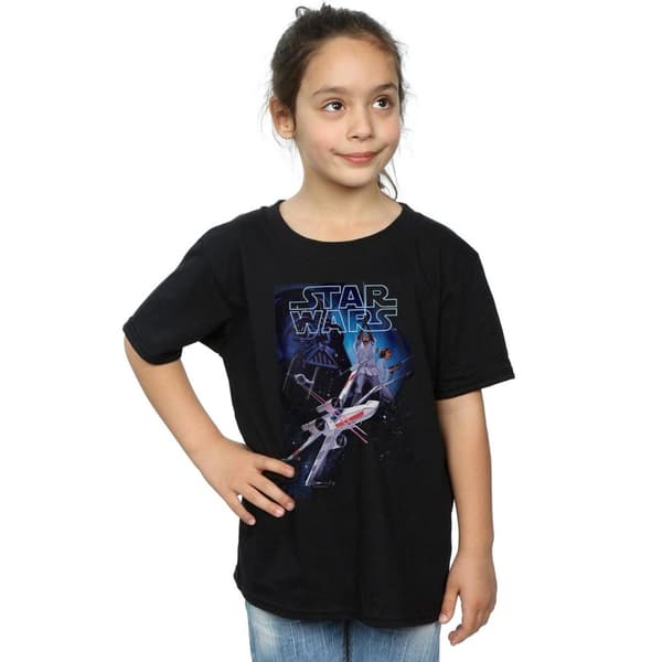 Star Wars Bomulls-T-shirt med flygande modellraket för flickor