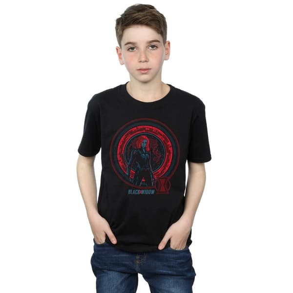 Marvel Boys Black Widow Movie Computer Globe T-Shirt