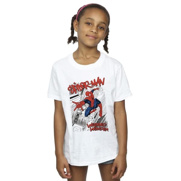 Marvel Spider-Man Sketch City T-shirt i bomull för flickor