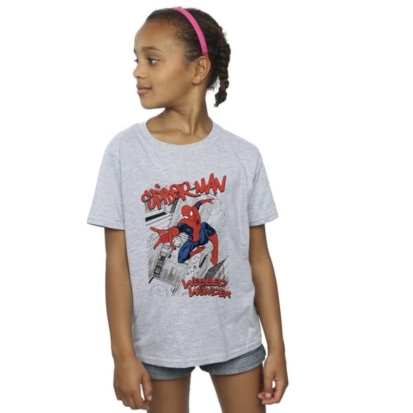 Marvel Spider-Man Sketch City T-shirt i bomull för flickor