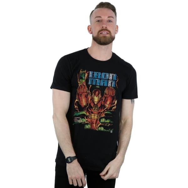 Marvel Mens Iron Man Comic Book Cover T-Shirt