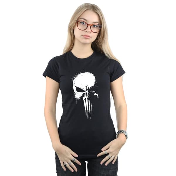 Marvel Dam/Tjej The Punisher Spray Skull Bomulls-T-shirt