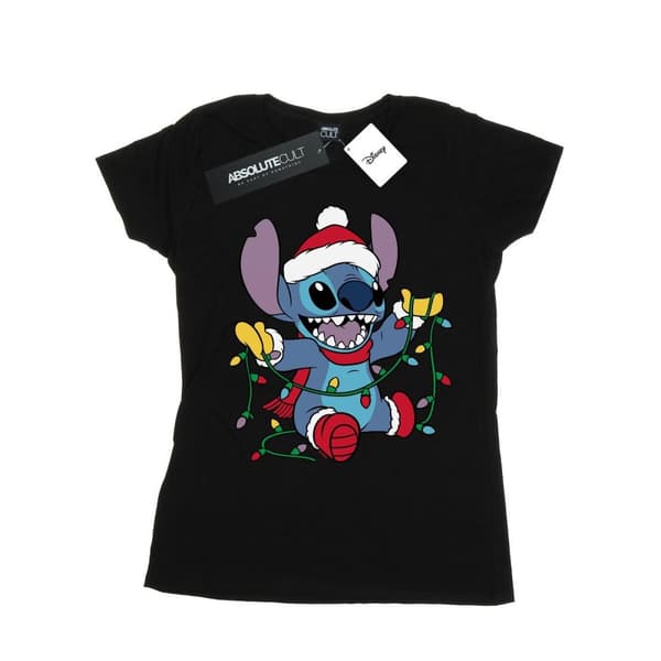 Disney Womens/Ladies Lilo And Stitch Christmas Lights Cotton T-Shirt