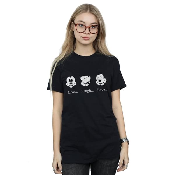 Disney Dam/Tjej Musse Pigg Lev Kärlek Skratta Bomull Boyfriend T-shirt