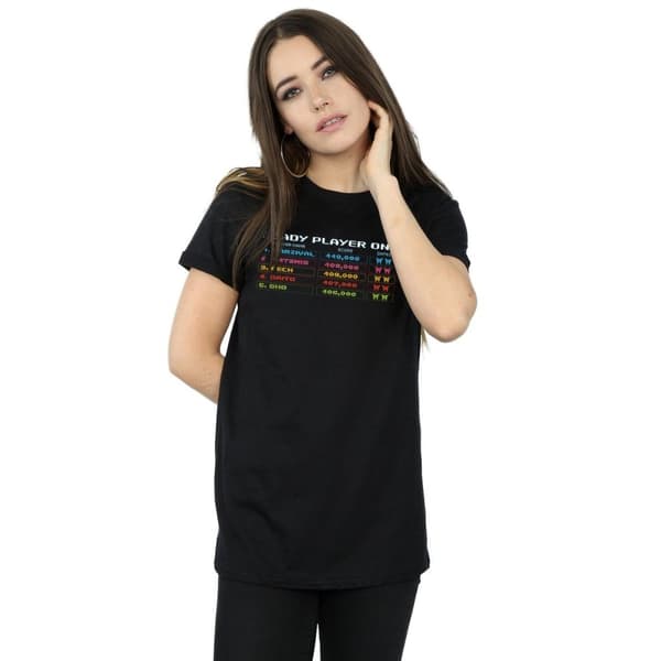 Ready Player One Womens/Ladies 8-Bit Scoreboard Cotton Boyfriend T-Shirt