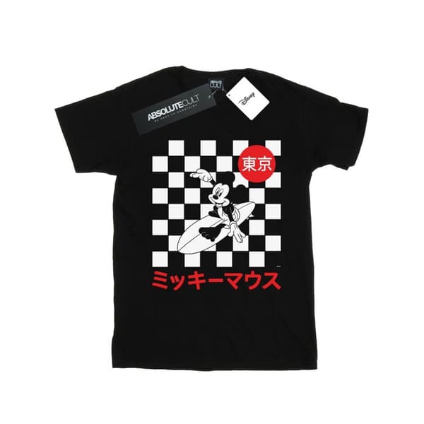 Disney Dam/Tjej Musse Pigg Surfing Boyfriend T-shirt i bomull Black M