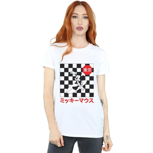 Disney Dam/Tjej Musse Pigg Surfing Boyfriend T-shirt i bomull