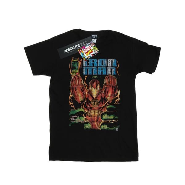 Marvel Womens/Ladies Iron Man Comic Book Cover Cotton Boyfriend T-Shirt Black 5XL