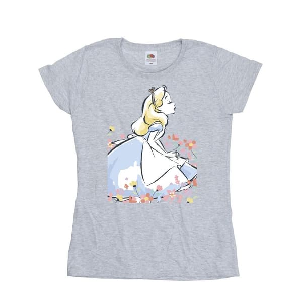 Disney Dam/Tjej - Alice i Underlandet - Skissblommor - Bomulls-T-shirt