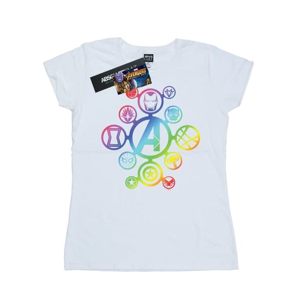 Marvel Womens/Ladies Avengers Infinity War Rainbow Icons Cotton T-Shirt White S