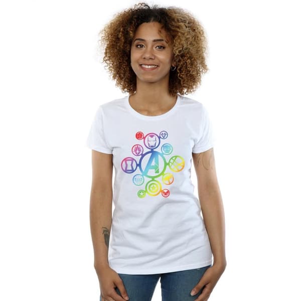 Marvel Womens/Ladies Avengers Infinity War Rainbow Icons Cotton T-Shirt