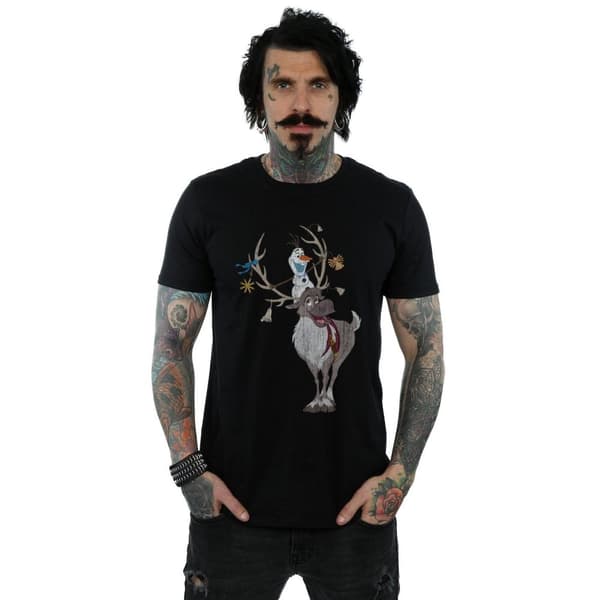 Disney Mens Frozen Sven And Olaf Christmas Ornaments T-Shirt