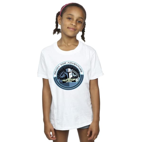 Star Wars Girls The Mandalorian Grogu Ready For Adventure Cotton T-Shirt
